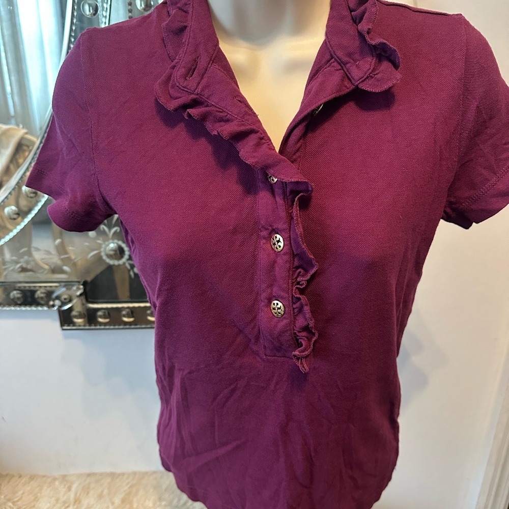 Women's Purple Ruffle Collar Top